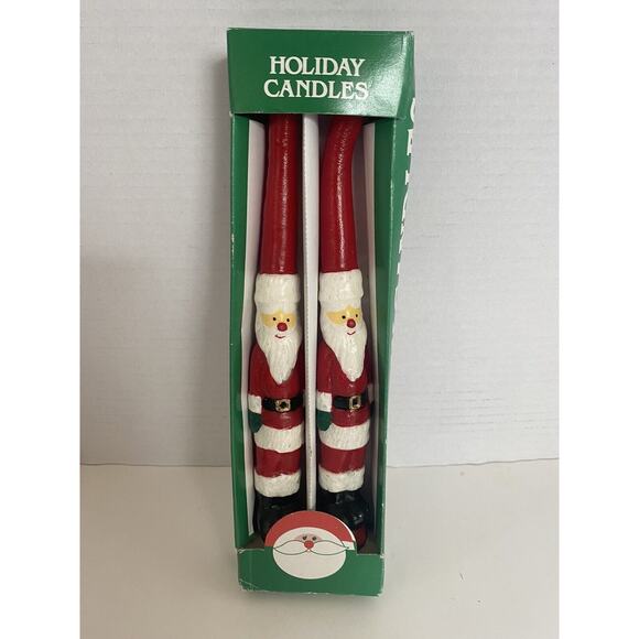 Vintage Christmas Santa Claus 10 Inch Holiday Candles - Picture 1 of 3
